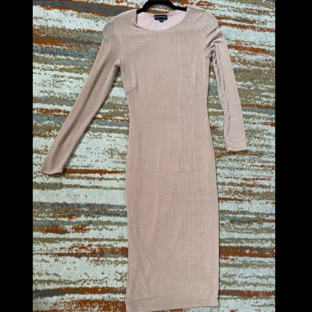 JLux sparkle nude long sleeve midi dress